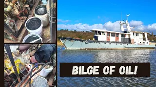 Ep 112 - Bilge Full Of Oil On Our Boat Restoration Project  #boatrestoration