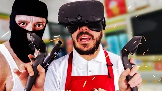 J'ME FAIS BRAQUER MON ÉPICERIE ! - Job Simulator HTC Vive