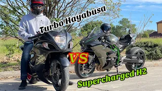 Kawasaki ninja H2 vs Turbo Hayabusa // ft: a nitrous hayabusa - gsxr1000 - s1000rr