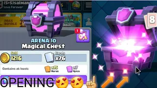 CLASH ROYALE...ARENA 10 HOG MOUNTAIN...MAGICAL CHEST...opening!!let's try to find legendery cards 😈😈