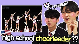 Korean teenagers watch American high school cheerleading for the first time!!