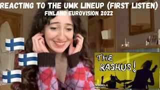 FINLAND EUROVISION 2022 - REACTING TO THE UMK LINEUP (FIRST LISTEN)