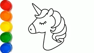 Unicorn | drawing and coloring unicorn head