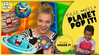 Kylee Makes a Planet Pop It | Solar System Toy and Learn about Planets for Kids | DIY Fidget Popper