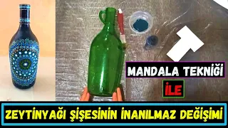 Mandala Tekniği İle Zeytinyağı Şişesinin Muhteşem Dönüşümü !!!