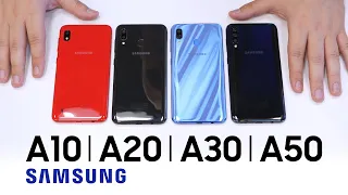 Купил Galaxy A10 вместо Galaxy A40. Распаковка, обзор и сравнение с Samsung Galaxy A20, A30, A50
