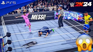 WWE 2K24 - Messi & Ronaldo vs. Mbappe & Haaland - Elimination Tag Team Match | PS5™ [4K60]