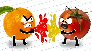 Red Doodles VS Orange Doodles || Animated Stories Of Fruits - 24/7 DOODLES