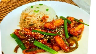 MONGOLIAN CHICKEN GRAVY WITH FRIED RICE ||15 Minutes Mongolian Chicken At Home By 1st Bite