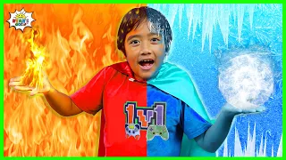 Ryan's Fire vs Ice SuperPowers Challenge!