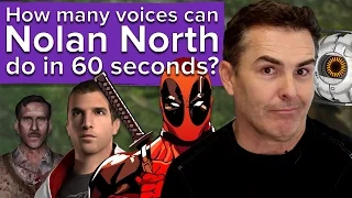 How many voices can Nolan North do in 60 seconds?