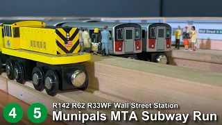 Munipals MTA R142 R33WF Wall Street Station Subway Run + R62 Garbage Train Showcase @Trainman6000