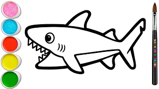 Shark Drawing, Painting and Coloring for Kids, Toddlers | How to Draw Sea Animals