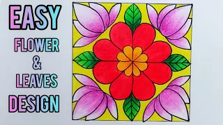 Beautiful flowers and leaves design | How to draw flower and leaves design easily