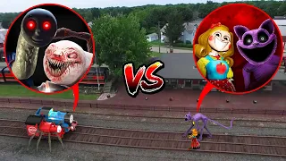 Drone Catches MISS DELIGHT AND CATNAP VS CHOO CHOO CHARLES AND THOMAS THE TRAIN! (POPPY PLAYTIME 3)