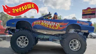 Real Hot Wheels Car Ride | Monster Truck Car | Handyman Hal Fun Videos for Kids