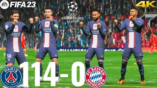 FIFA 23 -RONALDO MESSI MBAPPE & NEYMAR PLAYS TOGETHER [PSG 114-0 FC BAYERN]   [4K] GAMEPLAY!