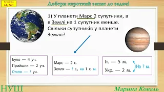 Записуємо задачу коротко. Опорна схема задачі. Відеоурок.