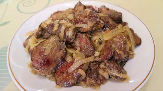 ПЕЧЕНЬ КУРИНАЯ НА СКОВОРОДЕ С ЛУКОМ, САМАЯ НЕЖНАЯ И ВКУСНАЯ