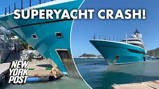 Superyacht crash destroys dock in seconds | New York Post