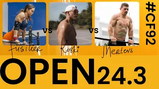 Jonne Koski vs Colten Mertens vs Rebecca Fuselier in CrossFit Open 24.3