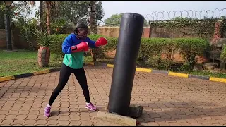 Flyweight Uganda Woman Boxing Olympic Pro Catherine Nanziri in training for next fight.