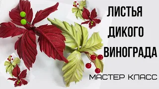 Мастер класс брошь из кожи. Листья винограда.