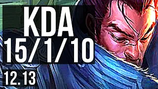 YASUO vs FIORA (TOP) | 15/1/10, 2.4M mastery, 7 solo kills, Legendary | EUW Master | 12.13