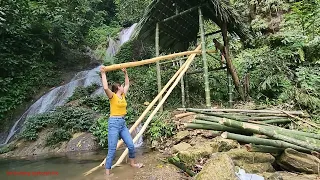 building bamboo floor, bamboo column floor | two girls' bamboo house