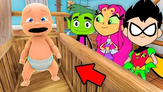 Baby and TEEN TITANS GO Play Hide and Seek!