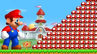 Can Mega Mario collect 999 Super Mushrooms in New Super Mario Bros. Wii?