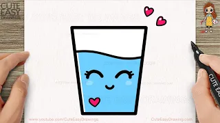 How to Draw a Cute Water Glass Step by step Follow Along video for KIDS