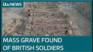 Mass grave of 81 British soldiers uncovered 200 years after their deaths in Netherlands | ITV News