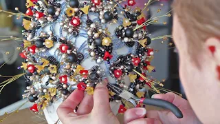 Haute couture bead embellishment art piece in the process rasa vil jewelry 1