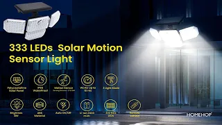 Solar Sensor Lights For Home Outdoor Security Motion Sensor Led Light ( 333 LED's, Cool White, ABS )