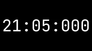 Countdown timer 21 minutes, 5 seconds [21:05:000] - White on black with milliseconds