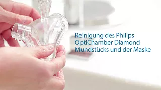 Reinigung des Philips OptiChamber Diamond Mundstücks und der Maske