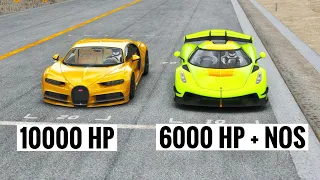 Koenigsegg Jesko 6000 HP + NOS vs Bugatti Chiron 6000 HP at Special Stage Route X