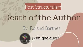 Death of the Author by Roland Barthes| Post Structuralist view explained in Tamil|