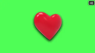 Red Heart Rotating Animation Green Screen Effect HD footage