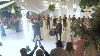 Scottish Greek Wedding Entrance with Lebanese Drums, Bag Pipes and Bouzouki