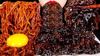 ASMR TRUFFLE BLACK BEAN NOODLES SPICY ENOKI MUSHROOMS 트러플짜파게티 짜장불닭팽이버섯 먹방 MUKBANG EATING SOUNDS