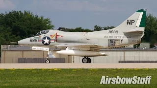 A-4 Skyhawk Arrival and Flybys - EAA AirVenture Oshkosh 2016