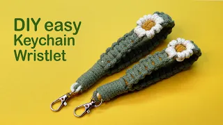 DIY Easy Macrame Wristlet Keychain with Flower Knot