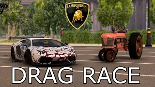 DRAG RACE Aventador vs tractor (tuning club online)