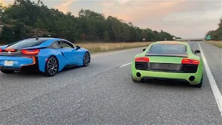 BMW I8 Vs Audi R8 V10 Street Race