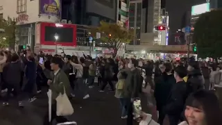 Japanese supporters celebrate the 2-1 stunning win over Germany in Qatar 2022.