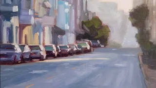 HOW TO PAINT CARS in a CITYSCAPE oil painting demo in real time