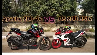 Pulsar Rs200 BSIV Vs Apache RTR 200 4V 2.0|| High End Highway Battle|| Drag Race|| Which one to buy?