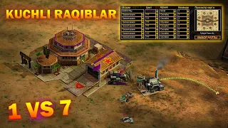 1 VS 7 LEGENDARNI O'YIN #1 KUCHLI RAQIBLARGA QARSHI UZBEK TILIDA | COMMAND AND CONQUER GENERALS